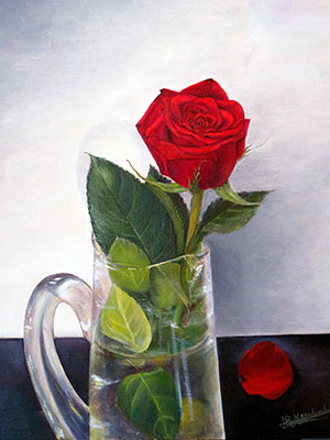 Rosa pintura óleo