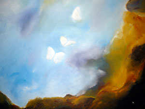 Mariposas en el espacio pintura óleo